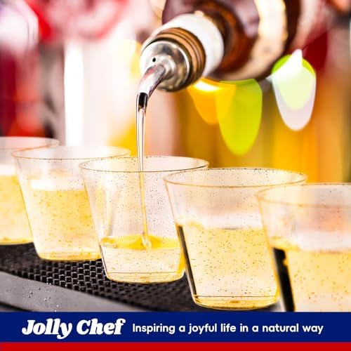 JOLLY CHEF 50 Pack Glitter Plastic Cups 9 oz