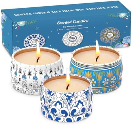 HILAYUN Scented Candles Gift Set 3-Pack Soy Wax Candles