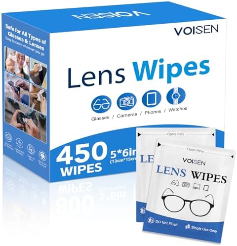VOISEN Lens Wipes 450 Pack Eye Glasses Cleaner