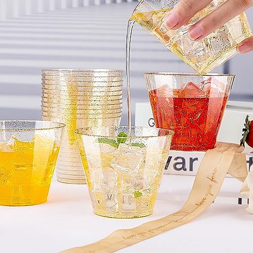 200pcs Gold Plastic Cups 9 Oz
