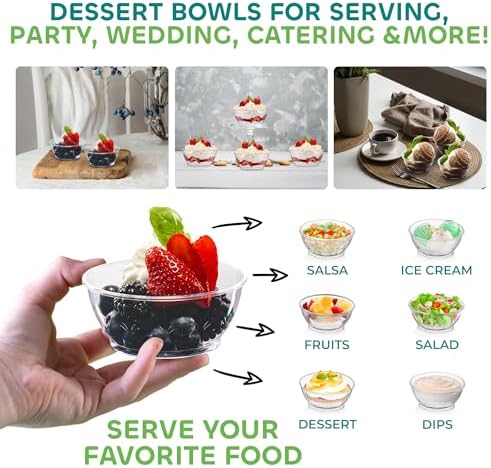 JoyServe Clear Mini Plastic Bowls 50 Pack 6 Oz