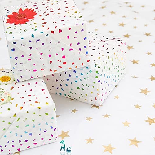 MR FIVE 25 Sheets Rainbow Glitter Tissue Paper for Gift Wrapping