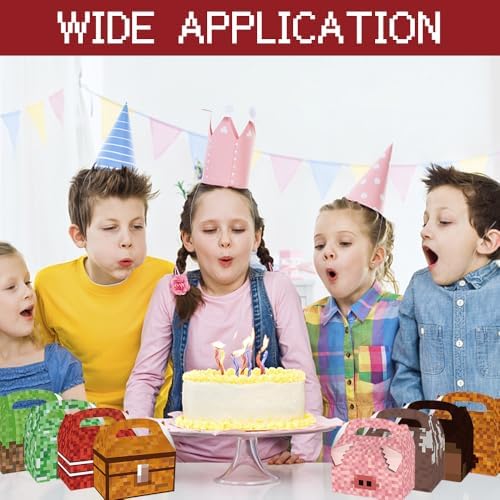 16 Pcs Pixel Theme Gift Box Bags for Birthday Parties