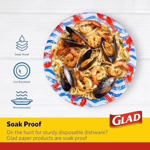 Glad Round Disposable Paper Plates 10 Inch 50 Count