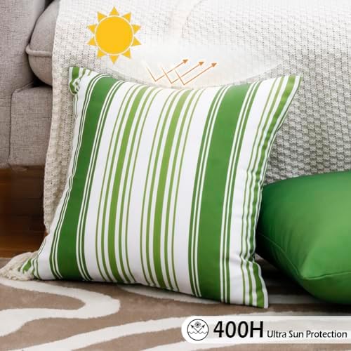 CARRIE HOME Waterproof 18x18 Green Pillow Covers Set of 4