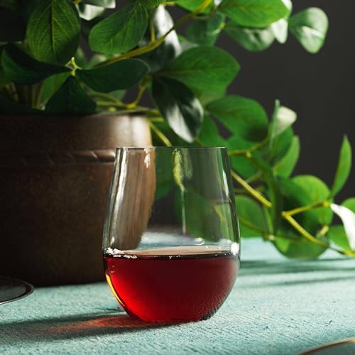 Munfix 48 Pack Clear Plastic Stemless Wine Glasses