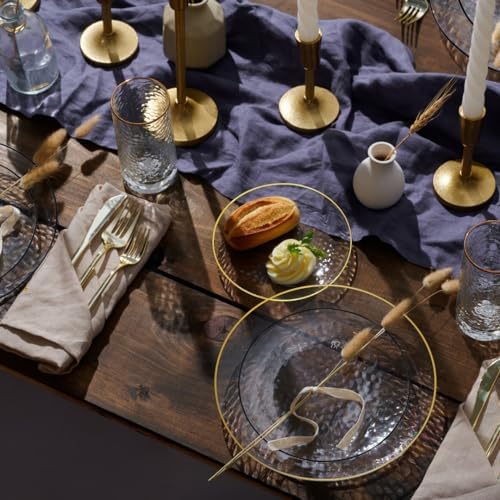 R-kay 100 Pack Clear Plastic Plates with Gold Rim