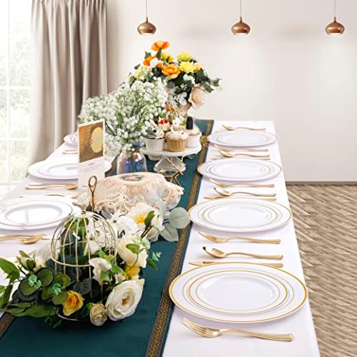 102 Piece Gold Plastic Plates Set Disposable Party Plates