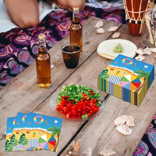 50 Count Summer Beach Paper Napkins with Tropical Design