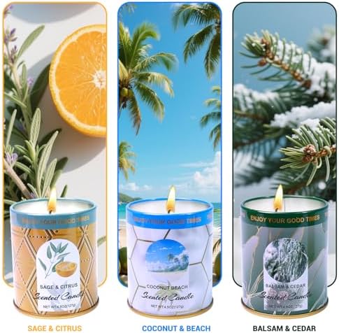 Sage Citrus Aromatherapy Candles 3-Pack for Relaxation and Sleep