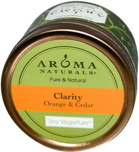 Aroma Naturals Soy VegePure Travel Tin Candle Clarity Orange Cedar 28 oz