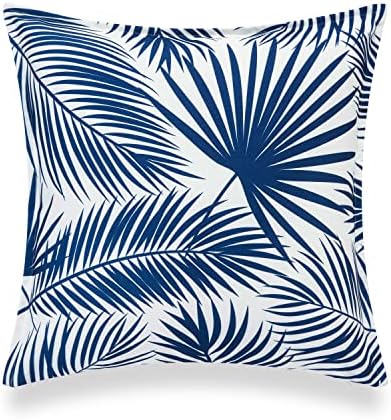 Hofdeco Premium Navy Blue Palm Leaf Throw Pillow Cover