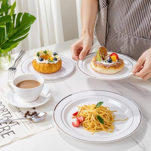 350 Piece Silver Plastic Dinnerware Set for 50 Guests
