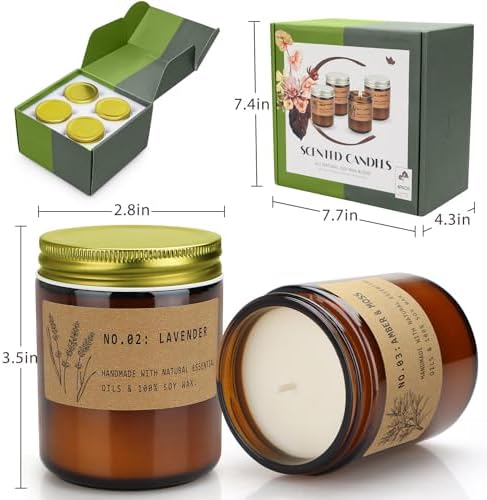 FKJOL 4 Pack Soy Wax Candles Set for Home