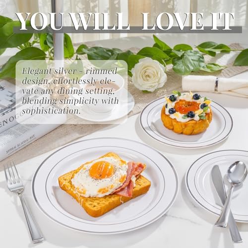 350 Piece Silver Plastic Dinnerware Set for 50 Guests