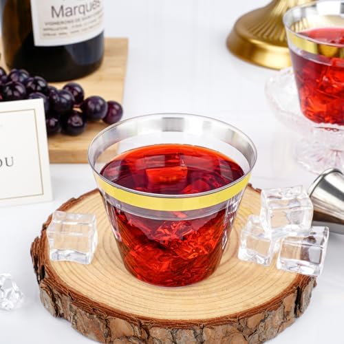 100 Pack 9 Oz Gold Plastic Cups for Parties