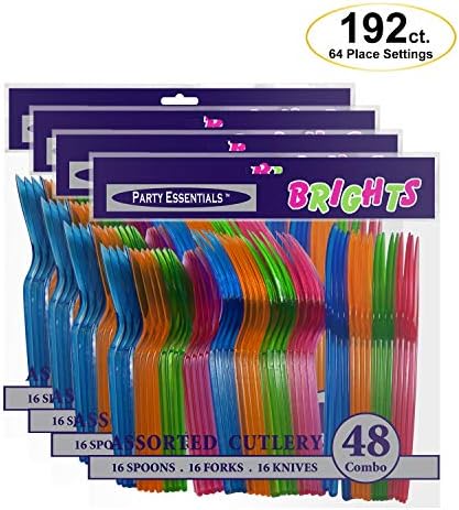 Party Essentials Hard Plastic Cutlery Combo Pack 64 Place Settings