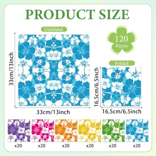 120 Pcs Hibiscus Paper Napkins Summer Party Decorations