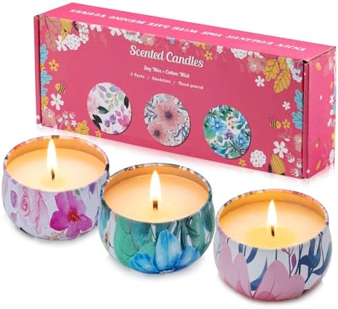 Hausware 3 Pack Scented Candles with 72H Burning Time