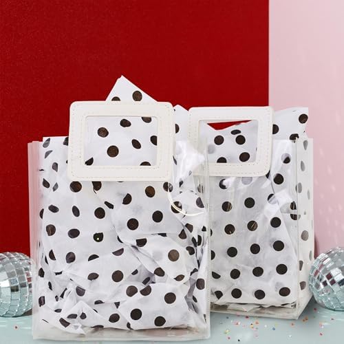 MR FIVE 60 Sheets Black Polka Dot Tissue Paper 14x20