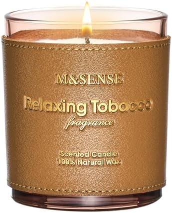 MSENSE Cinnamon Tobacco Scented Candle 10oz 42-Hour Burn