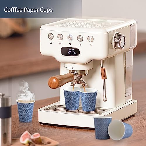 300 Pack Paper Cups 8 Oz Leak Proof Navy Floral Design