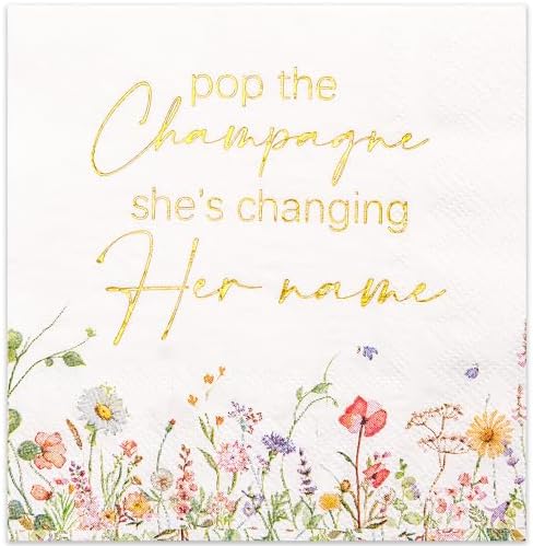 Crisky Bridal Shower Napkins Gold Foil Design 3 Ply 50 Count