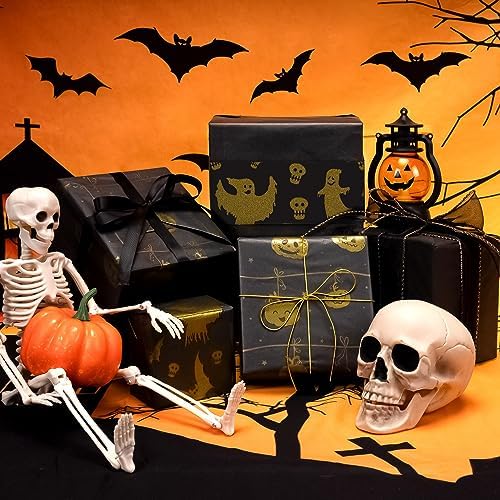 Larcenciel Halloween Tissue Paper 60 Sheets Metallic Ghost Pumpkin Gift Wrap