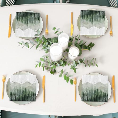 AnyDesign 80 Pack Green Misty Forest Paper Napkins