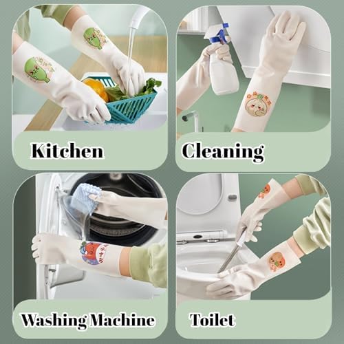 Cute Cleaning Gloves with Long Cuff 3 Pair Set