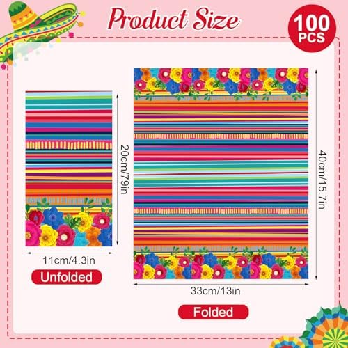 100PCS Mexican Fiesta Paper Napkins for Bathroom 3 Ply
