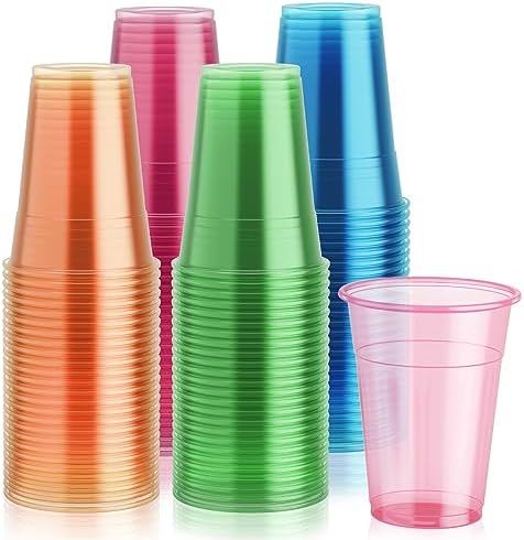 Lilymicky 100 Pack 16 oz Neon Plastic Cups for Parties