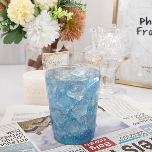 100 Pack Gold Glitter 12 Oz Party Cups for Events