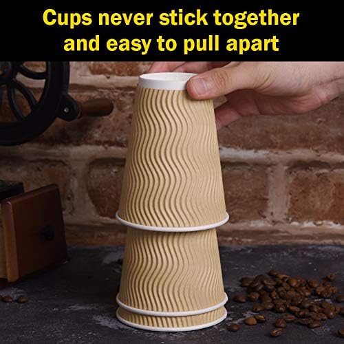 Disposable Paper Coffee Cups with Lids 100 Pack 12 Oz