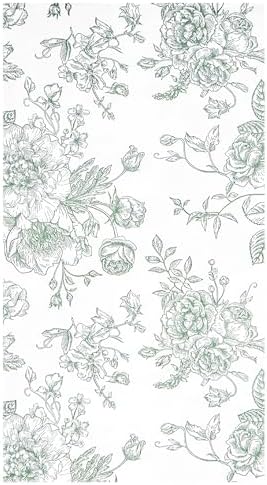 100 Floral Guest Napkins Sage Green and White Toile