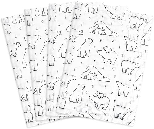 MR FIVE 100 Sheets Black Polar Bear Tissue Paper Bulk