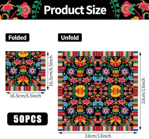 Pack of 50 Mexican Fiesta Napkins with Serape Stripe Design