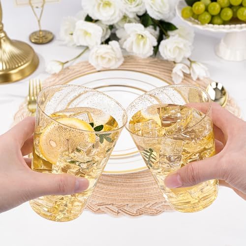 12oz Gold Glitter Disposable Cups 100 Pack