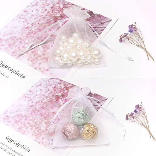 Akstore 50PCS Premium Sheer Organza Gift Bags White 3x4 Inch