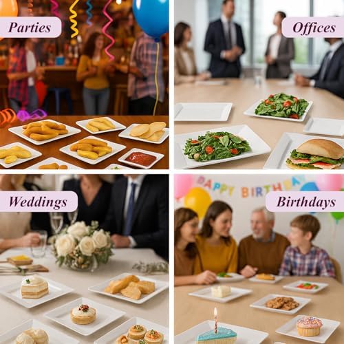 Ayas 60ct White Square Plastic Party Plates