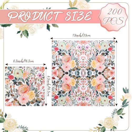 200Pcs Floral Paper Napkins for Home and Events
