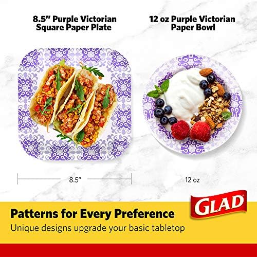 Glad Square Disposable Paper Plates 85 Inch 50 Count