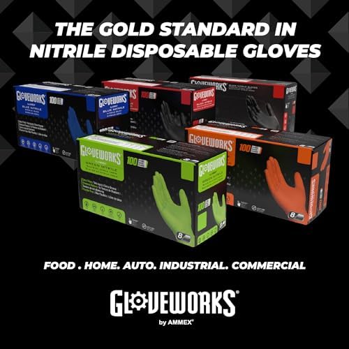 GLOVEWORKS Black Nitrile Industrial Gloves 5 Mil