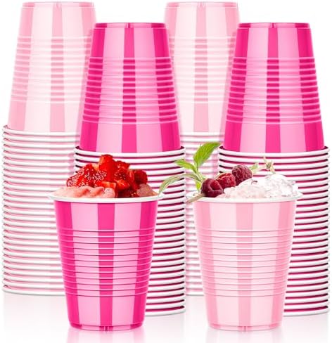 KesaPlan 100PCS 18 oz Plastic Cups Pink Party Disposable
