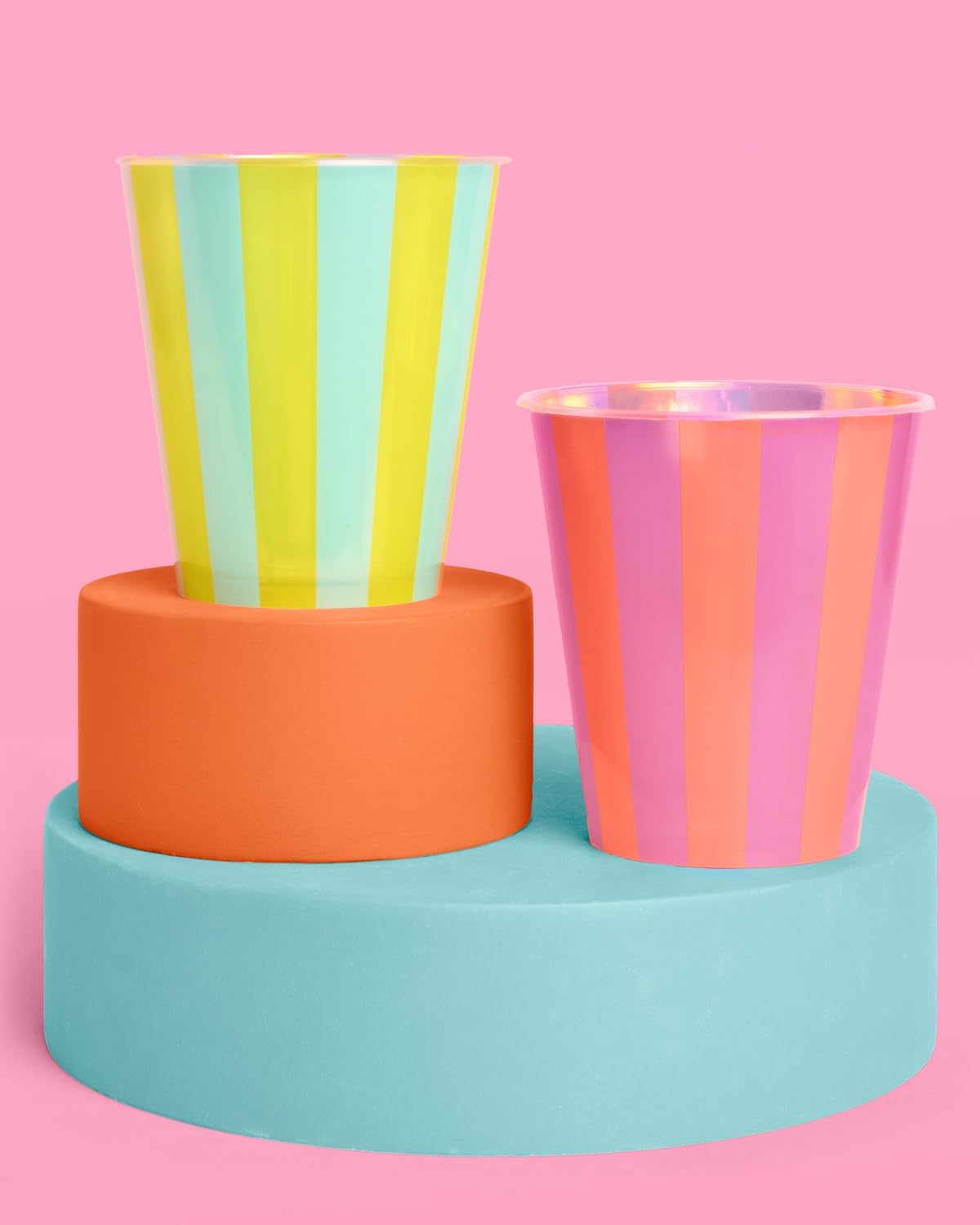 Xo Fetti Pink Green Plastic Cups 16pcs 12oz