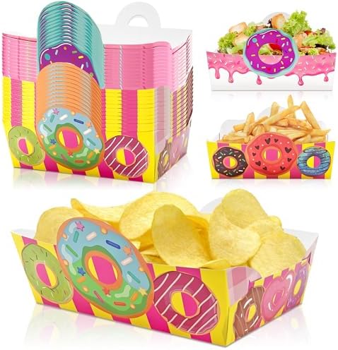 Donut Shaped Paper Snack Bowls 24pcs Birthday Party Decor