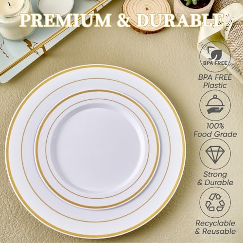 FOCUSLINE Gold Plastic Plates Set of 60