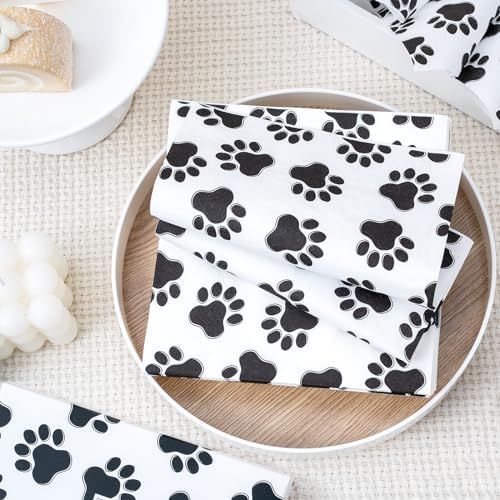 WRAPAHOLIC 50Pcs Paw Print Napkins 3 Ply
