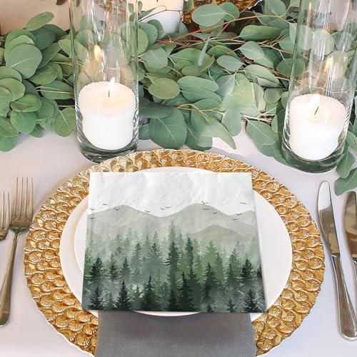 AnyDesign 80 Pack Green Misty Forest Paper Napkins