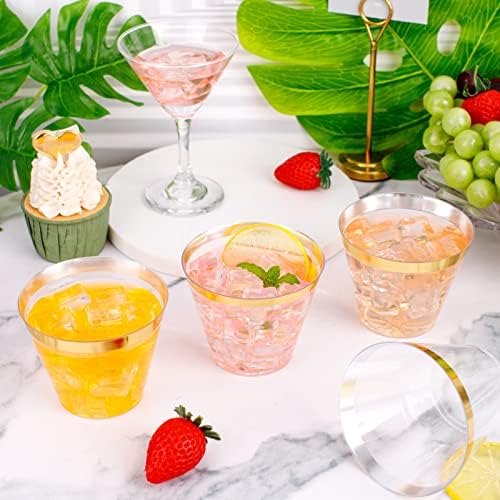 WELLIFE 120 PCS Gold Plastic Cups 9oz